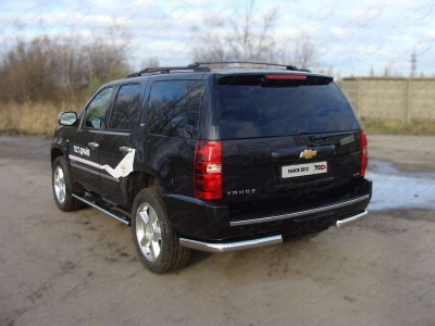 Защита заднего бампера уголки 75х42 мм ТСС для Chevrolet Tahoe 2006-2014