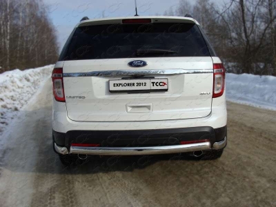 Защита задняя овальные уголки 75х42 мм ТСС для Ford Explorer 2011-2015