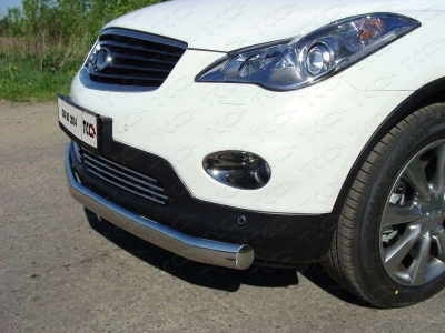 Защита передняя овальная двойная 75-42 мм ТСС для Infiniti QX50/EX25/EX35/EX37 2007-2016
