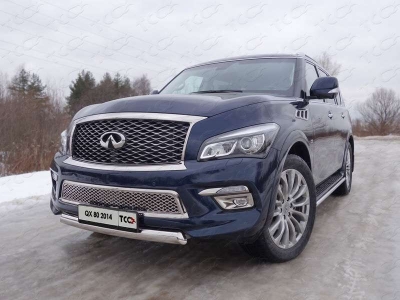 Защита передняя овальная 75-42 мм ТСС для Infiniti QX80 2014-2018