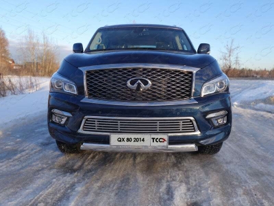 Защита передняя овальная 75-42 мм ТСС для Infiniti QX80 2014-2018