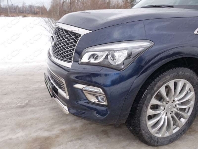 Защита передняя овальная 75-42 мм ТСС для Infiniti QX80 2014-2018