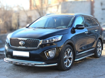 Пороги с листом d-60 Технотек для Kia Sorento Prime 2018 – н.в.