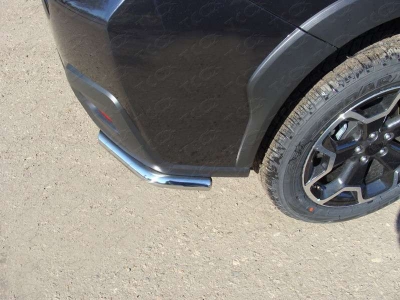 Защита заднего бампера короткие уголки 42 мм ТСС для Subaru XV 2011-2017