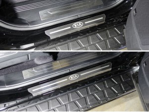 Накладки на пороги лист шлифованный логотип Kia 4 штуки для Kia Mohave № KIAMOH17-09