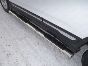 Пороги труба овальная с накладками 120х60 мм для Chery Tiggo 5 № CHERTIG514-09