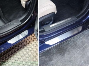Накладки на пороги шлифованный лист для Jaguar XE № JAGXE15-02